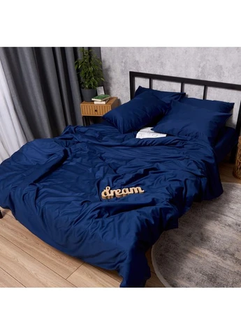 Комплект постільної білизни Сатин Premium King Size 220x240 наволочки 4х70х70 (MS-820012359) Moon&Star Navy Blue (389749373)