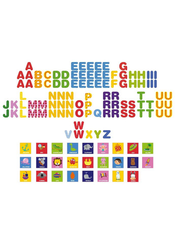 Магнитный набор-пазл Playtive Алфавит 126 элементов, магнитная доска, английские буквы и картинки China (358500936)