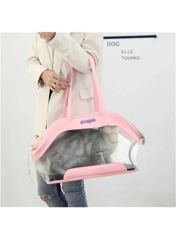 Сумка переноска для котів собак з вентиляцією довгими ручками напівпрозорими стінками 43x23x28 см (477693-Prob) Рожева Unbranded (299049801)