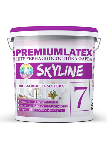 Краска износостойкая шелковисто-матовая Premiumlatex 7 3,6 кг SkyLine (289367710)