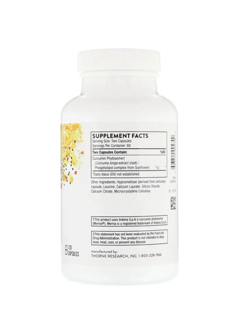 Куркумін (Meriva 500-SF) 500 мг 120 капсул Thorne Research (361118332)