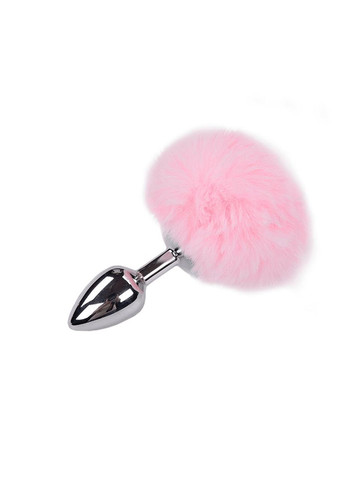 Металева анальна пробка Кролячий хвостик Fluffy Plug S Pink, діаметр 2,8 см Alive (293959549)