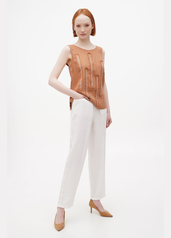 Вільні широкі штани з льону з високою посадкою на резинці і кишенями Канари., р., код 8310/44/107 ГАЛЕРЕЯ ЛЬОНУ (333164673)