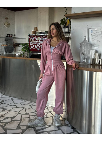 Стильний замшевий комбінезон Luna пудровий