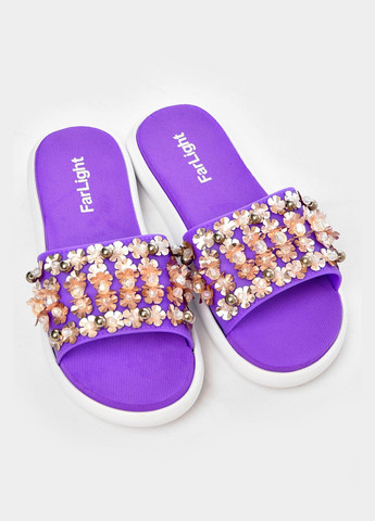 Сиреневые шлепки женские сиреневого цвета с бусинками Let's Shop с бусинами
