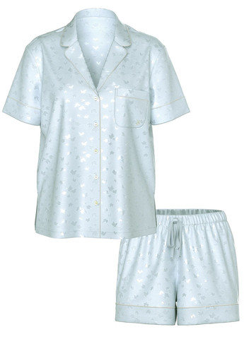 Голубая сатиновая атласная женская пижама рубашка + шорты голубая рубашка + шорты Victoria's Secret