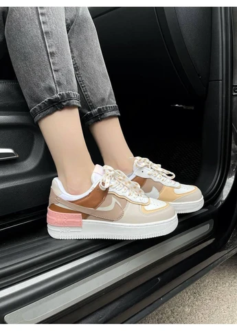 Білі Осінні кросівки чоловічі nike air force 1 shadow brown найк аір форс 1 преміум No Brand