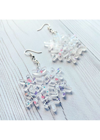 Серьги Снежинка с бело-розовыми блёстками CASE CONTROL (360712942)