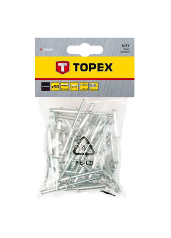 Заклепки (4x18 мм, 50 шт) алюмінієві (23492) Topex (265535868)