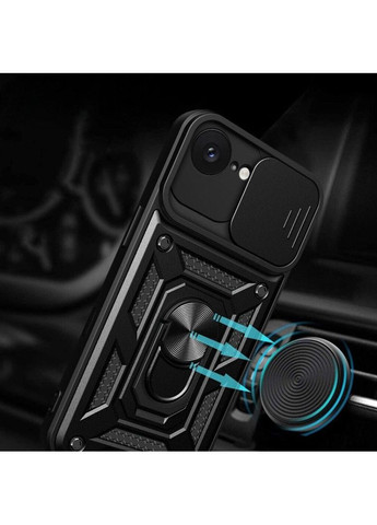 Чехол Shockproof для Apple iPhone 16e - противоударный, с подставкой и шторкой для камеры - Black Primo (369608620)