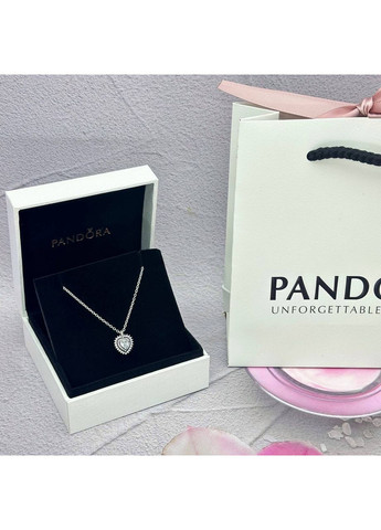 Серебряное Ожерелье Пандора колье "Сияющее сердце с ореолом" 393099C01 Kabluchka (355345287)