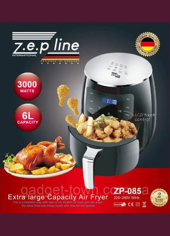 Домашня Фритюрниця 6 літрів ZP 085 3000W, Аерофритюрниця без олії - KS254 kod - 0408 Zepline (326798606)