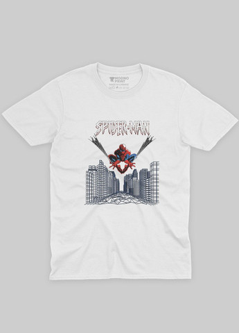 Біла демісезонна футболка для хлопчика з принтом супергероя - людина-павук (ts001-1-whi-006-014-038-b) Modno