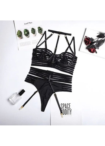 Черный демисезонный комплект нижнего белья женского для секса. эротическое нижнее белье с трусиками и лифчиком. хорошее белье женское черное No Brand