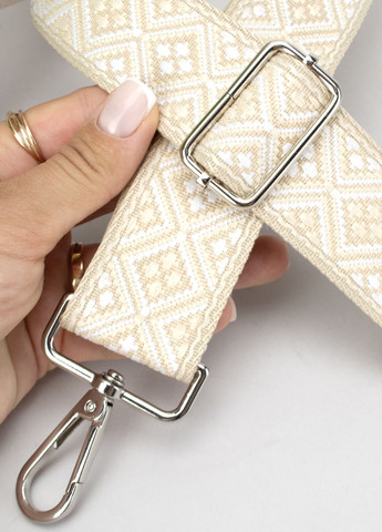 Текстильний ремінь для сумки 38 мм 9981 silver бежевий зі срібною фурнітурою HandyCover (297486701)