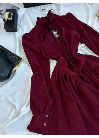 Бордовое праздничный, повседневный, вечернее, кэжуал женское платье клеш No Brand однотонное