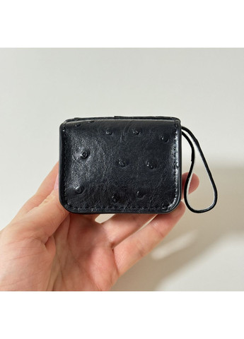 Міні сумочка-брелок чорна з фактурою страуса. Стильний брелок на сумку B&S (370439511)