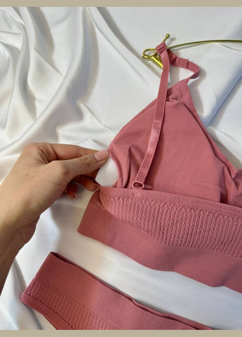 Темно-розовый демисезонный базовый женский комплект белья No Brand