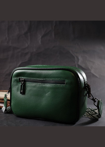 Сумка кроссбоди с широким ремнем через плечо женская с плетениями для стильных женщин зеленая 22410 Vintage (329198795)