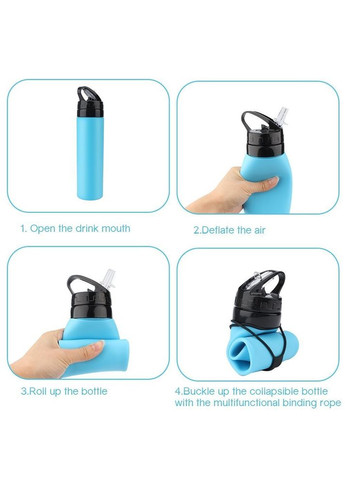 Складана силіконова пляшка FDA для води Пляшка із силікону 600 мл (226672) No Brand (349844634)