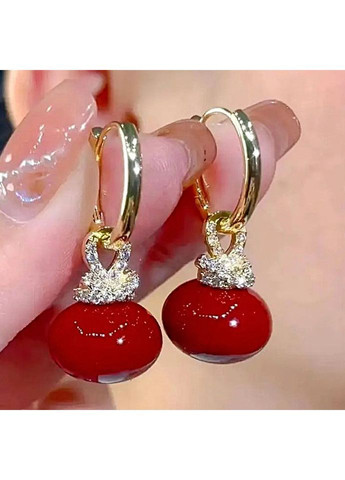 Сережки бижутерия Красная бусина No Brand (362947741)