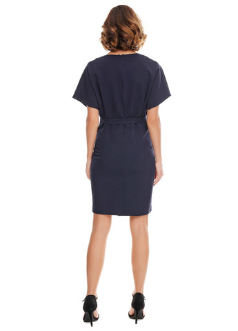 Темно-синее повседневный платье с двумя защипами по бокам (ll154720063) LadyLike