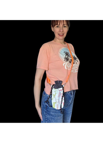 Міні-сумочка-чохол для телефону Svitashka — графітова саржа, неонові літери, світловідбивна кишеня No Brand (338624575)