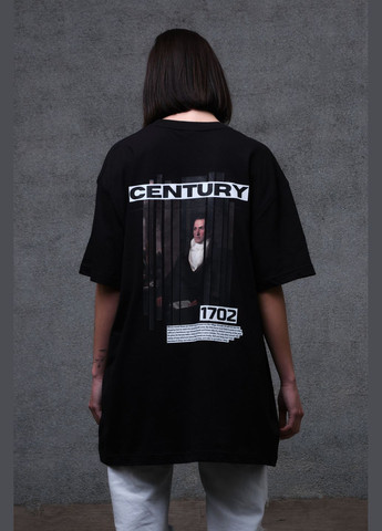 Черная всесезон оверсайз футболка с принтом century с длинным рукавом Without