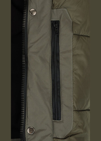 Комбинированная зимняя куртка однотонная мужская 9910 оливково-черный shop (2000999148323) Demos