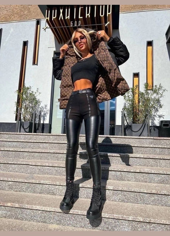 Черные демисезонные леггинсы женские No Brand