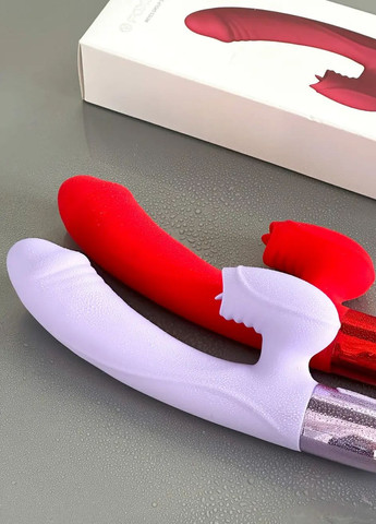 Двойной вибратор с имитацией язычка красный No Brand (316630614)