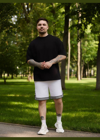 Черно-белый летний трендовый летний комплект с лампасами с шортами No Brand