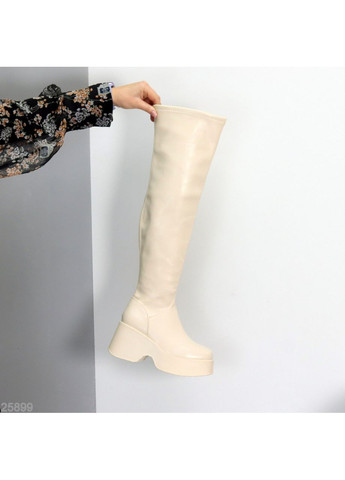 Бежевые осенние ботфорты tristan No Brand