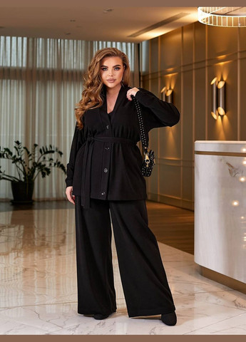 Жіночий трикотажний костюм колір чорний р.48/50 449183 New Trend (282928040)