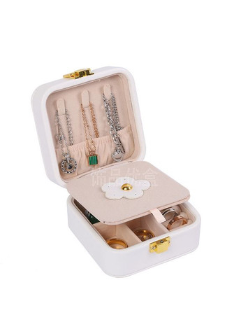 Компактная двузонная шкатулка из эко-кожи с зеркалом белого цвета No Brand (316580426)