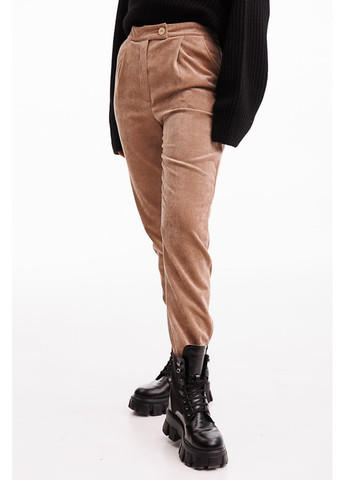 Жіночі вельветові штани темно-бежеві з асиметричним поясом Arjen (353305974)