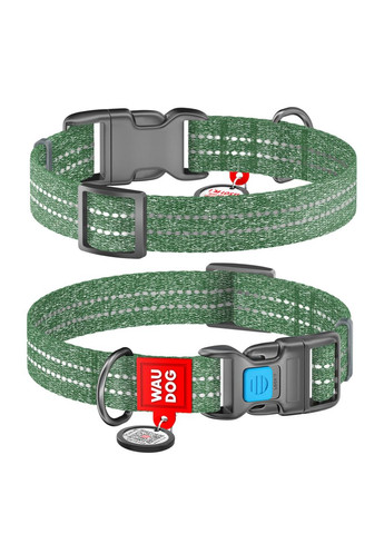 Ошейник Re-cotton с QR паспортом (ширина 15 мм, длина 25-35 см) зеленый WAUDOG (322642870)