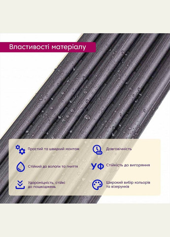 Рельс декоративный WPC круглый стеновой графит 3000х152х15мм SW-00001873 Sticker Wall (329896121)