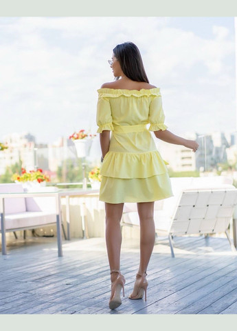 Жовтий повсякденний, кежуал, вечірня жіноча сукня FINO Mode