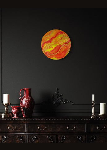 Подарунковий набір для створення картини у техніці абстрактного живопису рідкий акрил Палітра "Сонце". Коло 30 см Barva (315930838)