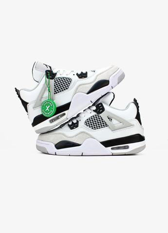 Білі всесезон кросівки чоловічі і жіночі nike air jordan 4 retro white black | найк аір джордан 4 ретро білі чорні No Brand