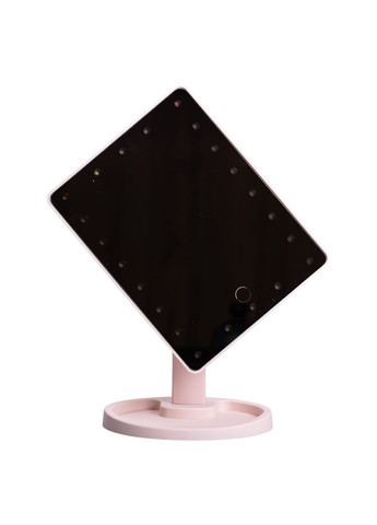 Настольное зеркало с подсветкой 22 LED для макияжа 21х16 см прямоугольное на ножке USB Розовое Yiwu (325922713)