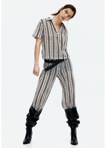 Жіночий топ з жакардового трикотажу з коміром Н&М (58194) XS Чорний H&M (322994616)