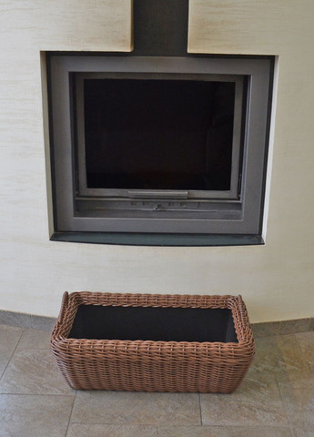 Корзина прямоугольная для дров (дровница) плетенная из искусственного ротанга ручной работы. Цвет Молочный шоколад. 45 литров Handmade (327878871)