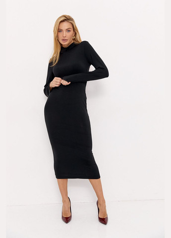 Чорна вечірня жіноча сукня міді під горло Lurex