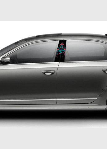 Наклейка вінілова кольорова самоклеюча декоративна на стійку автомобіля "Cyberpunk skull" з Оракалу. Кавун наліпка (316142041)