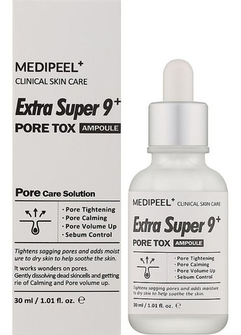 Пілінг сироватка для обличчя для очищення та звуження пор 30 мл Medi Peel Extra Super 9 Plus Pore Tox Ampoule Medi-Peel (353306737)