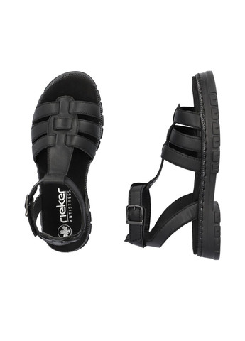 Черные босоножки (р) кожа 0-1-1-v-4255-00 Rieker с ремешком