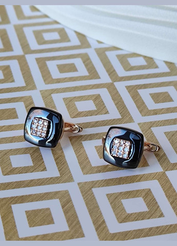 Сережки тренд xuping медицинский сплав позолота медицинское золото черная эмаль Xuping Jewelry (336190253)