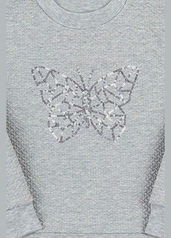 Серый демисезонный костюм для девочки бабочка (свитшот+юбка) интерлок жаккард серый юбочный Україна